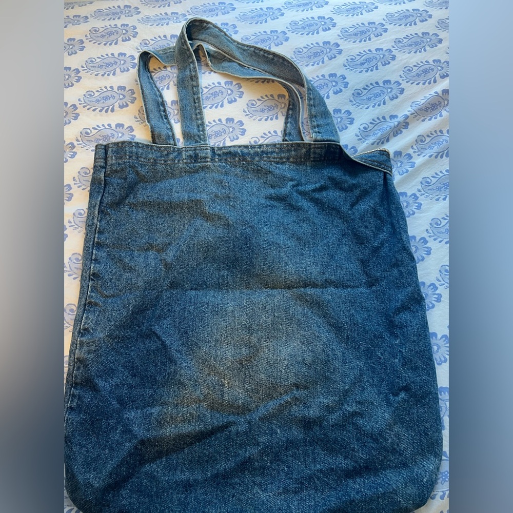 Women’s Basset Hound Large Denim Tote - Picture 2 of 4